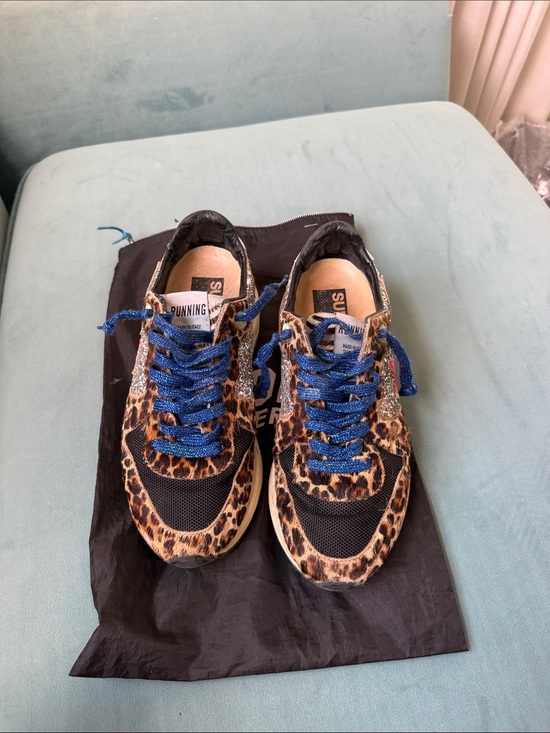 Golden Goose Shoes - Golden goose leopard print Sneakers with Blue glitter Laces- RUNNING STYLE 💗